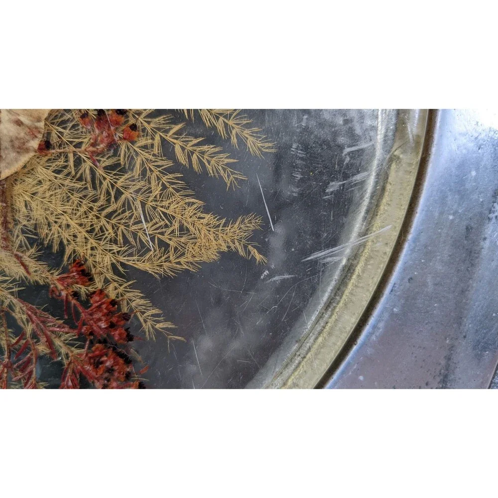 Colorflo Lucite Pewter Plate Trivet Tray dried Flowers Wall Decor  Cottagecore